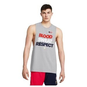 Under Armour‎ Project Rock USA Sleeveless Tank BSR UA Men's Size Small Gray
